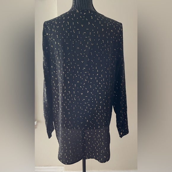 Attention Black & Gold Blouse Size Large - Picture 6 of 11